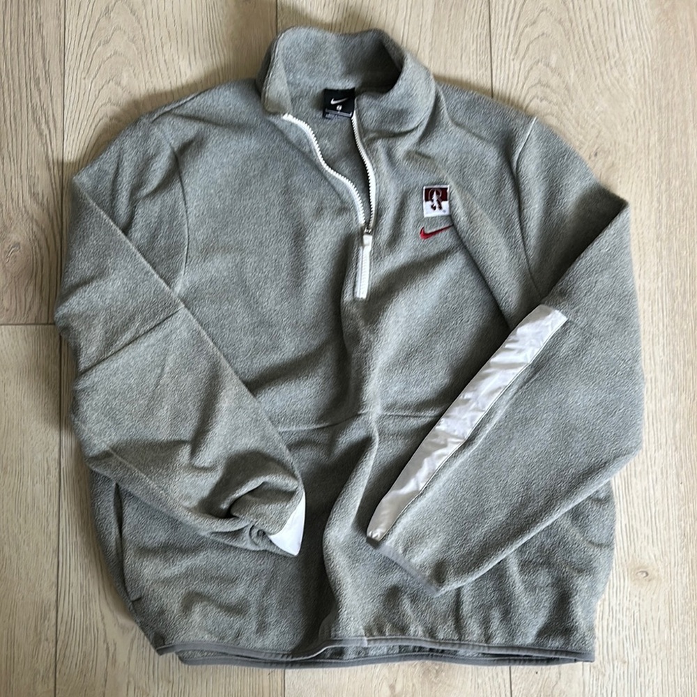 Stanford Nike Gray Zip Up Fleece with Stand-Up Collar